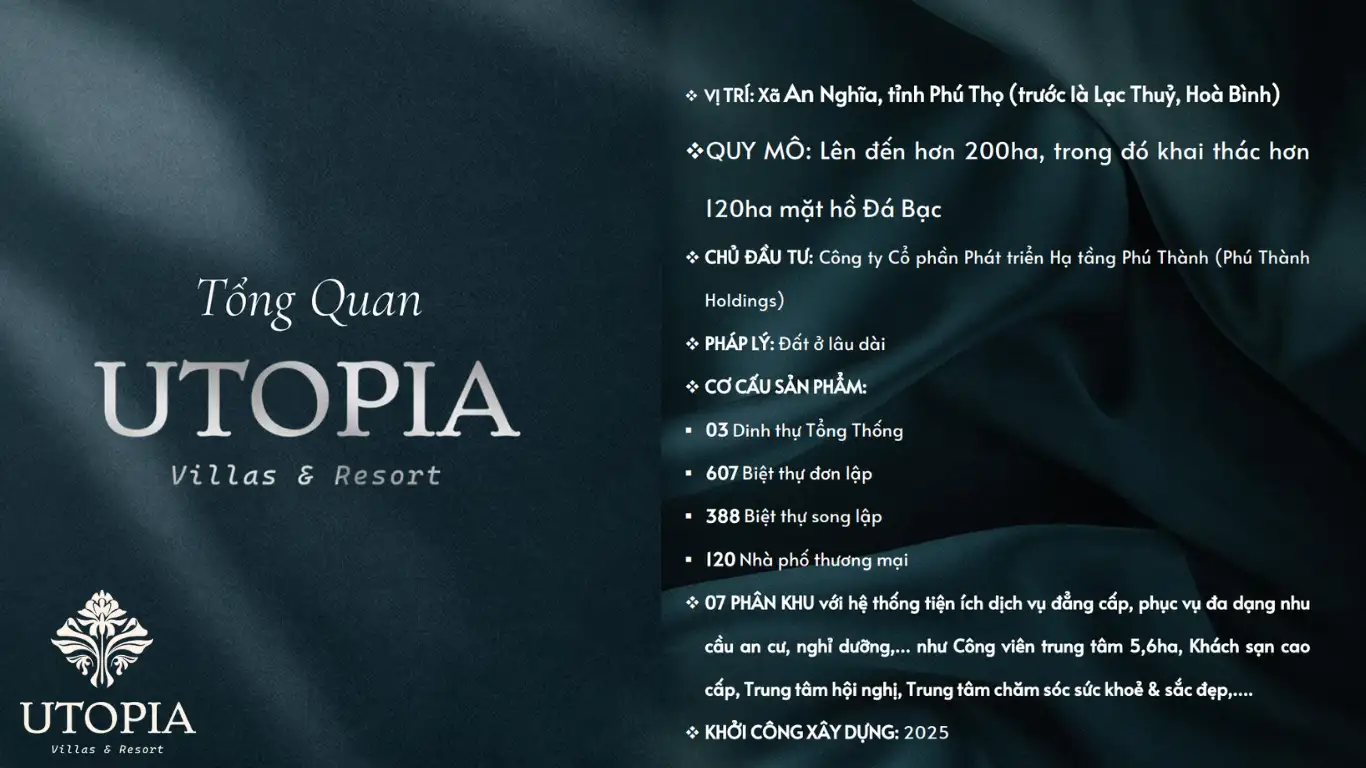 Dự án Utopia Hòa Bình – Biệt thự nghỉ dưỡng chuẩn resort giữa thiên nhiên hồ Đá Bạc